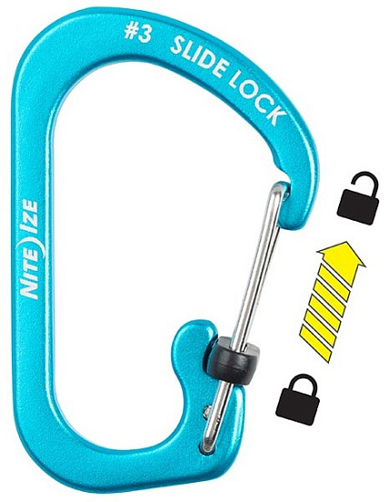 Карабин Nite Ize SlideLock Aluminum #3 Blue - Фото 3 большая