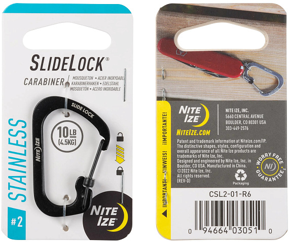 Карабин Nite Ize SlideLock Stainless Steel #2 Black - Фото 1 большая