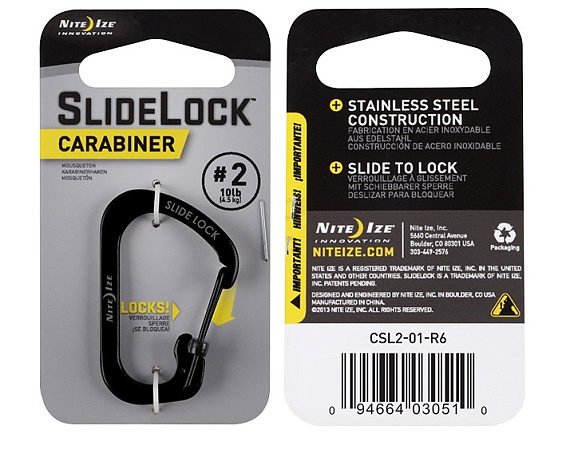 Карабин Nite Ize SlideLock Stainless Steel #2 Black - Фото 2 большая