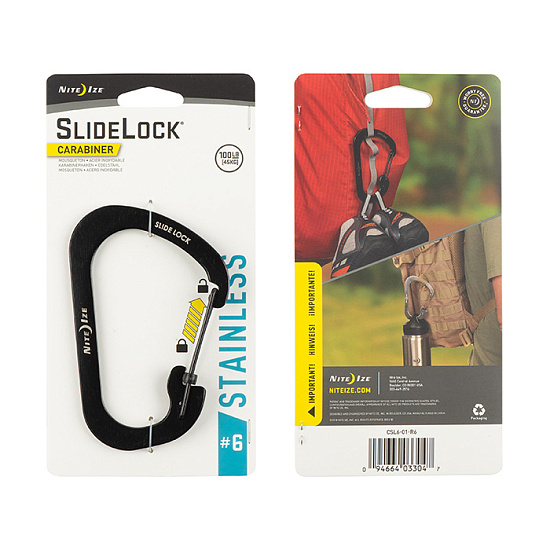 Карабин Nite Ize SlideLock Stainless Steel #6 Black - Фото 1 большая