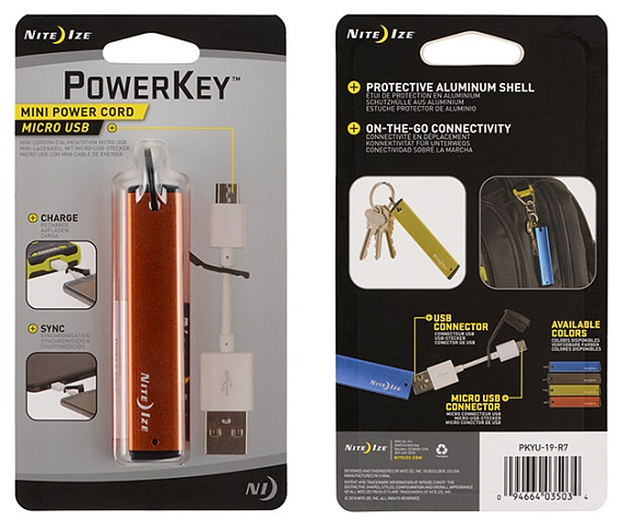 Брелок Nite Ize PowerKey Micro USB Orange - Фото 1 большая