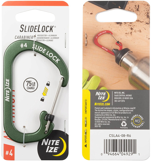 Карабин Nite Ize SlideLock Aluminum #4 Olive - Фото 1 большая