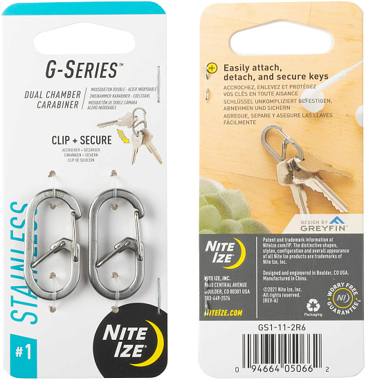 Карабин металлический Nite Ize G-Biner (2 шт) cтальной - Фото 1 большая
