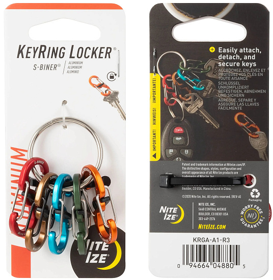 Брелок для ключей Nite Ize KeyRing Locker S-biner Aluminum - Фото 1 большая