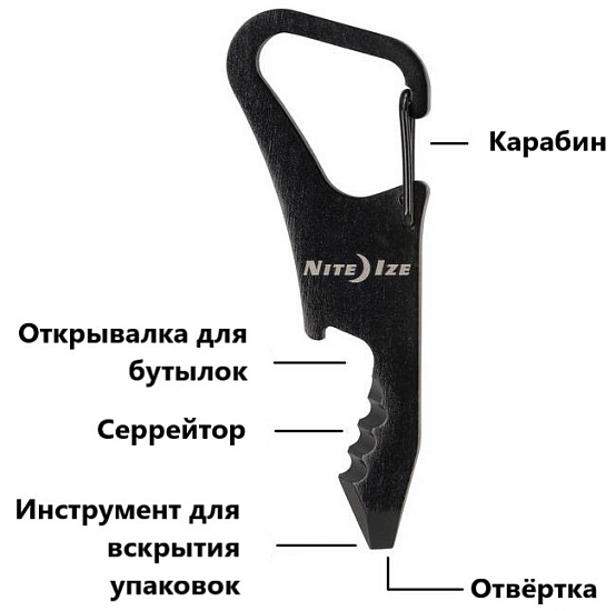 Карманный инструмент Nite Ize DoohicKey ClipKey Black - Фото 2 большая