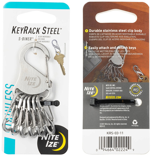 Брелок Nite Ize KeyRack Steel S-Biner Steel - Фото 1 большая