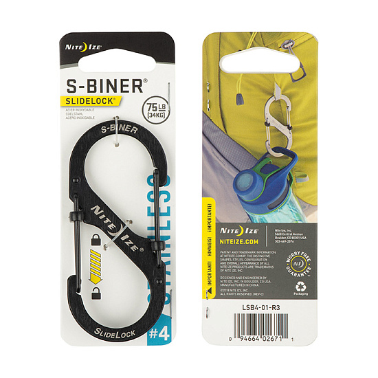 Карабин Nite Ize S-Biner SlideLock Stainless Steel #4 Black - Фото 1 большая