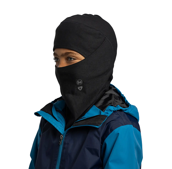 Балаклава детская Buff Thermonet Hinged Solid Black - Фото 2 большая