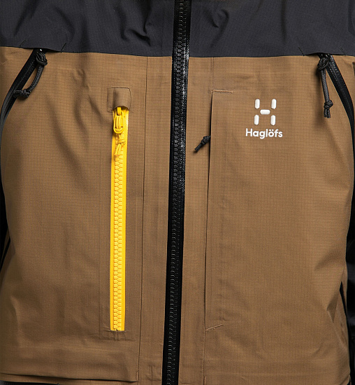 Куртка мужская Haglofs Vassi GTX Pro Teak Brown/Pumpkin Yellow - Фото 10 большая