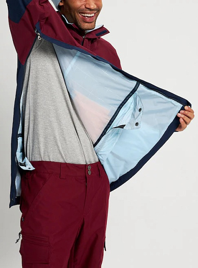 Куртка мужская Burton Frostner Anorak Mulled Berry/Dress Blue - Фото 7 большая