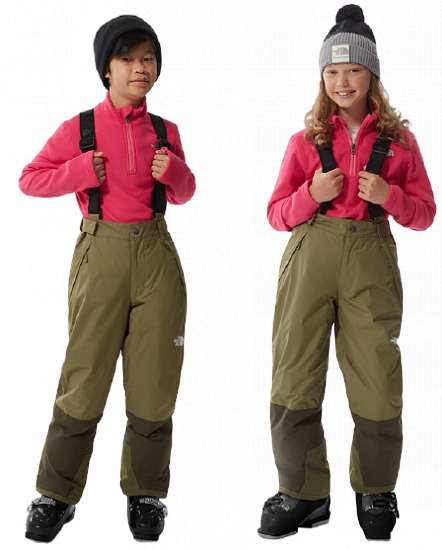 Брюки детские The North Face Snowquest Suspender Burnt Olive Green - Фото 4 большая