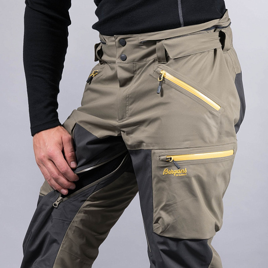 Брюки мужские Bergans Hafslo Ins GreenMud/SolidCharcoal/WaxedYellow - Фото 4 большая