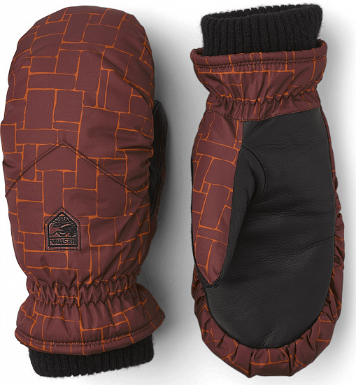 Варежки женские Hestra Primaloft Rib Knit Wine Red Print - Фото 1 большая