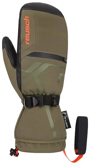 Варежки мужские Reusch Down Spirit Gtx Mitten Black/Burnt Olive - Фото 1 большая