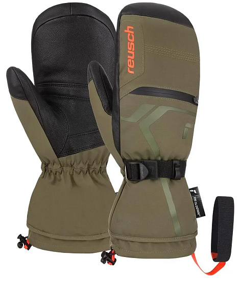 Варежки мужские Reusch Down Spirit Gtx Mitten Black/Burnt Olive - Фото 3 большая