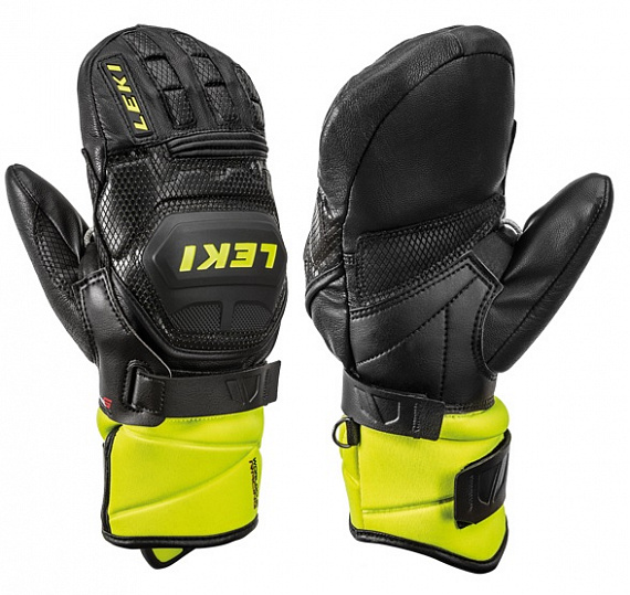 Варежки детские Leki Worldcup Race Coach Flex S GTX Black/Ice Lemon - Фото 1 большая