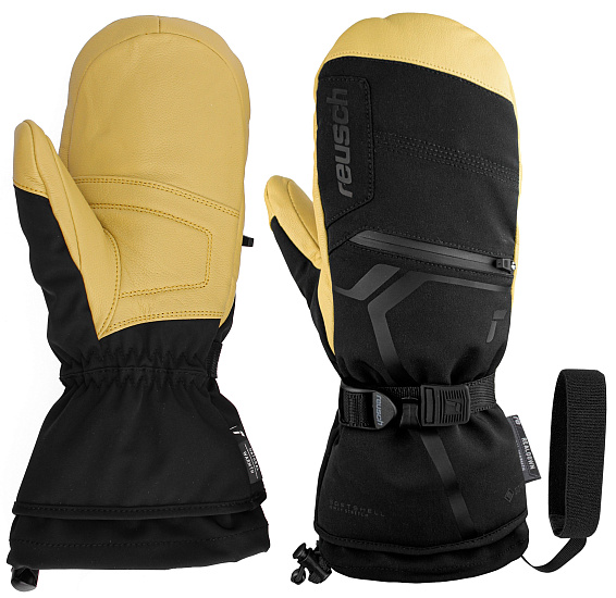 Варежки мужские Reusch Down Spirit Gtx Black/Camel - Фото 2 большая