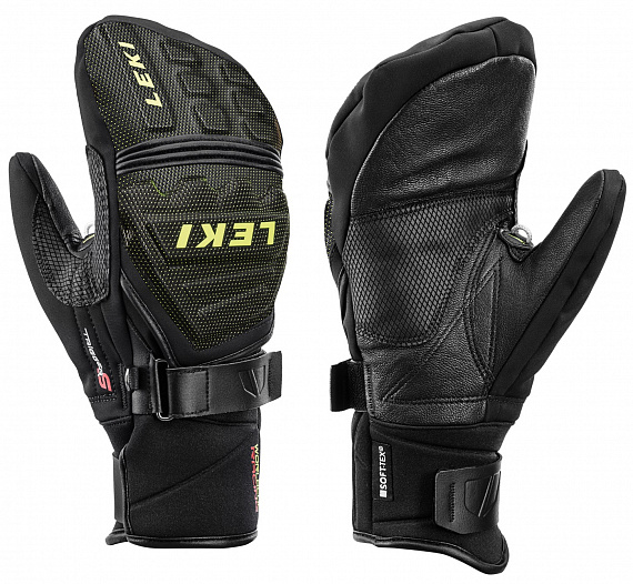 Варежки Leki Race Coach C-Tech S Black/Ice Lemon - Фото 1 большая