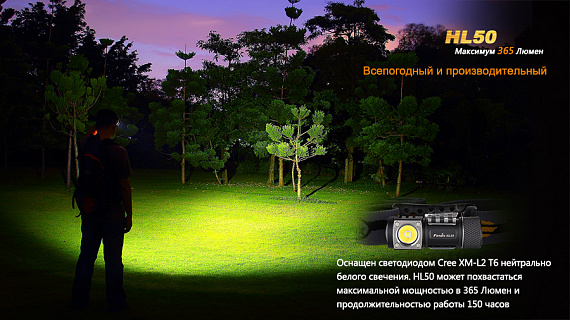 Налобный фонарь Fenix HL50 T6 - Фото 9 большая