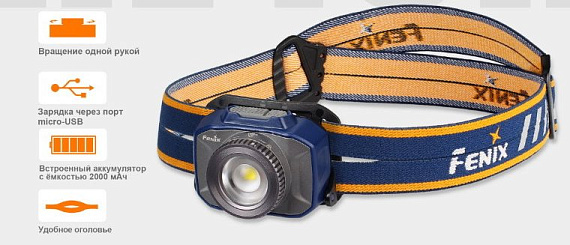 Фонарь налобный Fenix HL40R Синий - Фото 3 большая