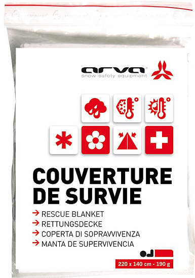 Спасательное одеяло Arva Rescue Blanket 220x140 190г серебро - Фото 1 большая