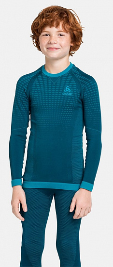 Футболка детская Odlo L/S Performance Warm Deep Dive/Stunning Blue - Фото 3 большая