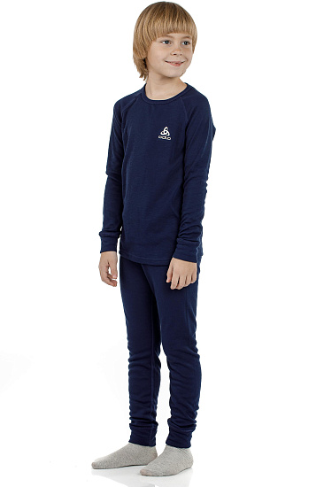 Футболка детская Odlo Top L/S Active Originals Темно синий - Фото 4 большая