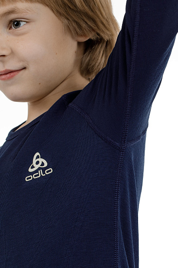 Футболка детская Odlo Top L/S Active Originals Темно синий - Фото 6 большая