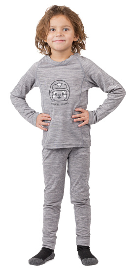 Лонгслив детский Poivre Blanc W20-1840-BBUX Stone Grey Heather - Фото 3 большая