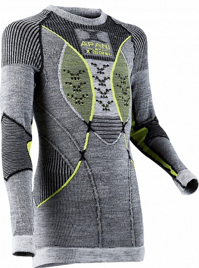 Лонгслив детский X-Bionic Apani 4.0 Merino Gray/Yellow - Фото 1 большая