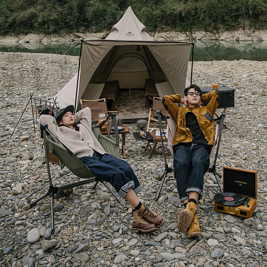 Кресло Naturehike Yl11 Folding Rocking Chair Black Mesh - Фото 6 большая