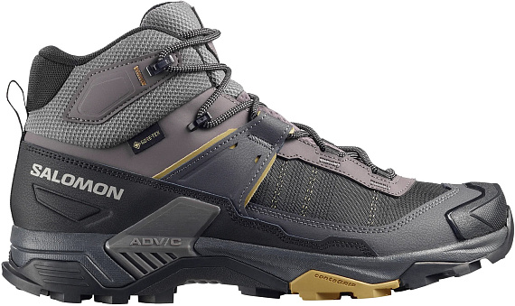 Ботинки мужские Salomon X Ultra 5 Mid Gtx Dark Gull Gray/Asphalt/Willow - Фото 1 большая