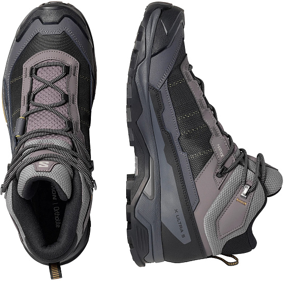 Ботинки мужские Salomon X Ultra 5 Mid Gtx Dark Gull Gray/Asphalt/Willow - Фото 2 большая