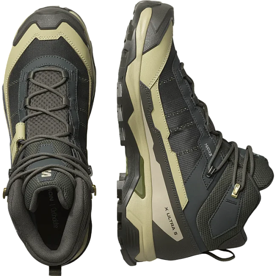 Ботинки мужские Salomon X Ultra 5 Mid Gtx Peat/Gray Green/Blue Nights - Фото 2 большая