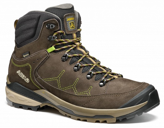 Ботинки мужские Asolo Falcon Evo Nbk Gv Mm Dark Brown/Lime - Фото 1 большая