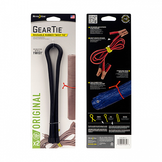Хомут Nite Ize Gear Tie® Reusable Rubber Twist Tie™ 18" Black - Фото 1 большая