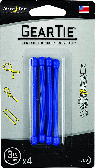 Гибкие стяжки Nite Ize Gear Tie 3 Blue 4pk - Фото 1 большая