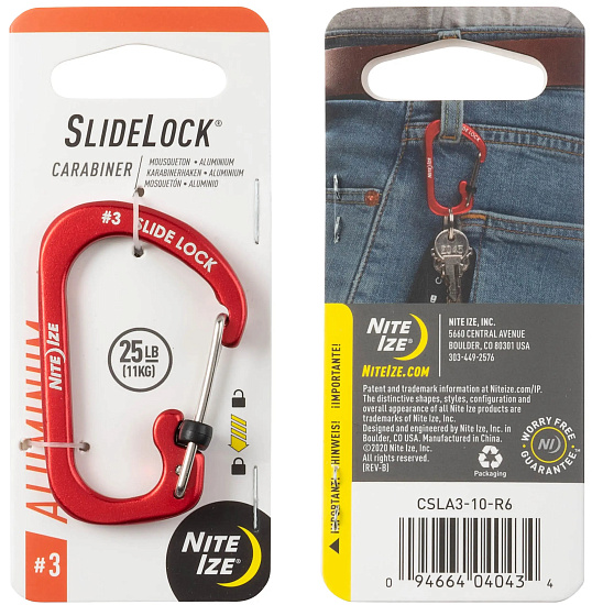 Карабин Nite Ize SlideLock Aluminum #3 Red - Фото 1 большая