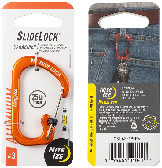 Карабин Nite Ize SlideLock Aluminum #3 Orange - Фото 1 большая