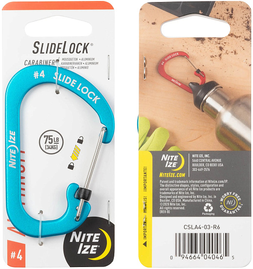 Карабин Nite Ize SlideLock Aluminum #4 Blue - Фото 1 большая