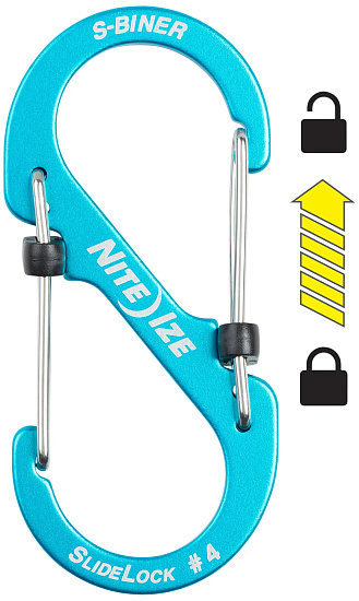 Карабин Nite Ize S-Biner® SlideLock® Aluminum #4 Blue - Фото 2 большая