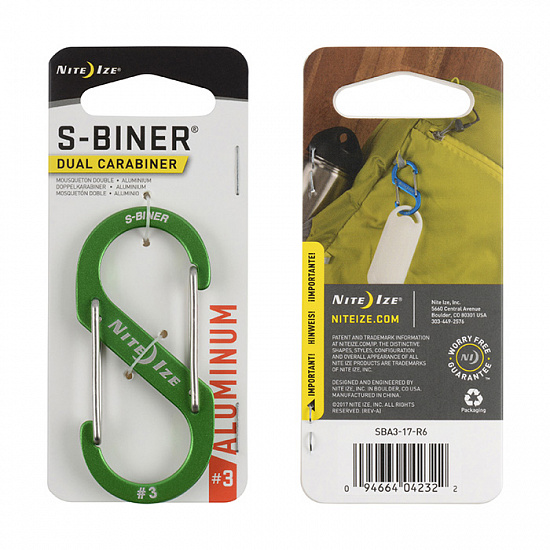 Карабин Nite Ize S-Biner Aluminum #3 Lime - Фото 1 большая