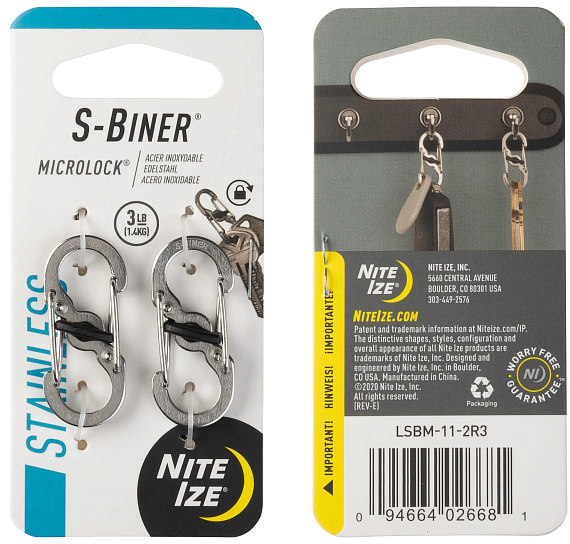 Карабин Nite Ize S-Biner MicroLock (2шт) Steel  - Фото 1 большая