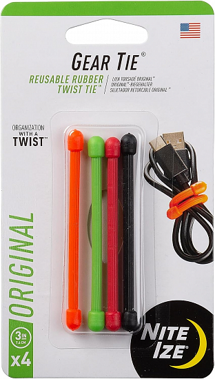 Гибкие стяжки Nite Ize Gear Tie 3" (4шт) Ассорти - Фото 1 большая