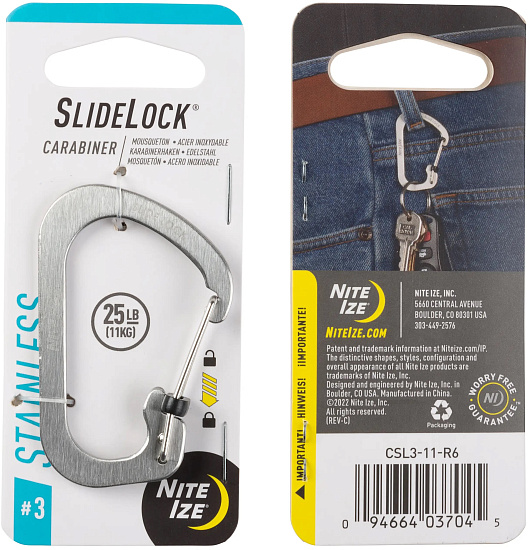 Карабин Nite Ize SlideLock Stainless Steel #3 - Фото 1 большая