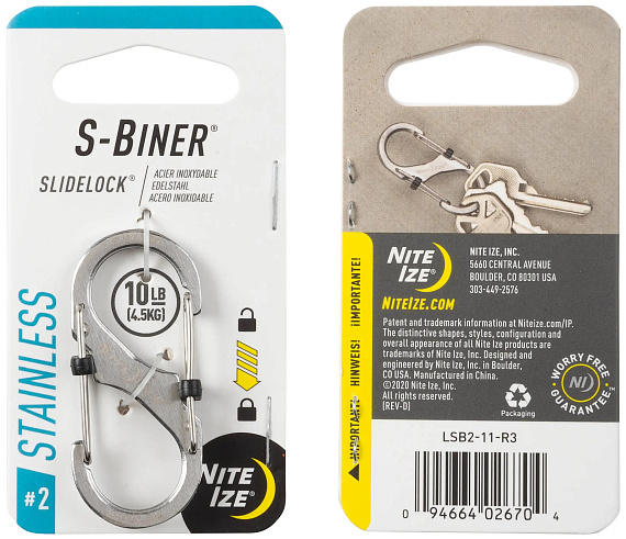Карабин Nite Ize S-Biner SlideLock Stainless Steel #2 - Фото 1 большая