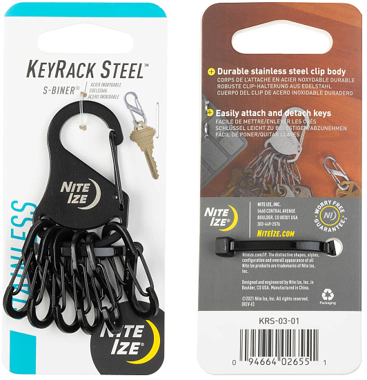 Брелок Nite Ize KeyRack Steel S-Biner Black - Фото 1 большая