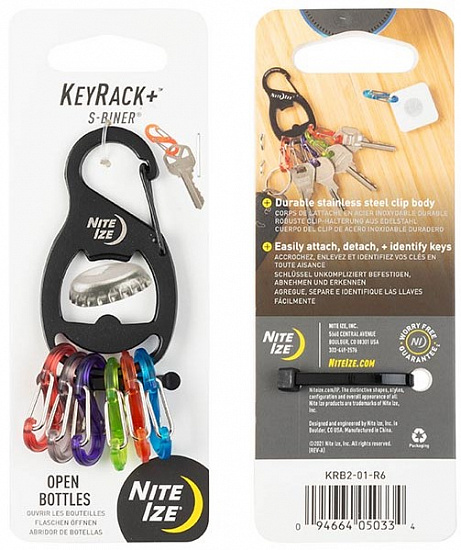 Брелок для ключей Nite Ize Key Rack с открывашкой Черный - Фото 1 большая
