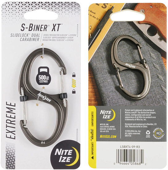 Карабин усиленный Nite Ize S-Biner XT SlideLock Aluminum #4 Серый - Фото 1 большая