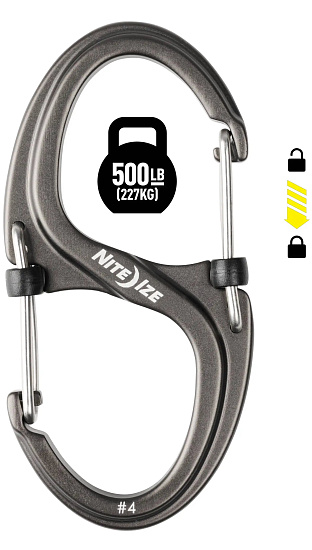 Карабин усиленный Nite Ize S-Biner XT SlideLock Aluminum #4 Серый - Фото 2 большая